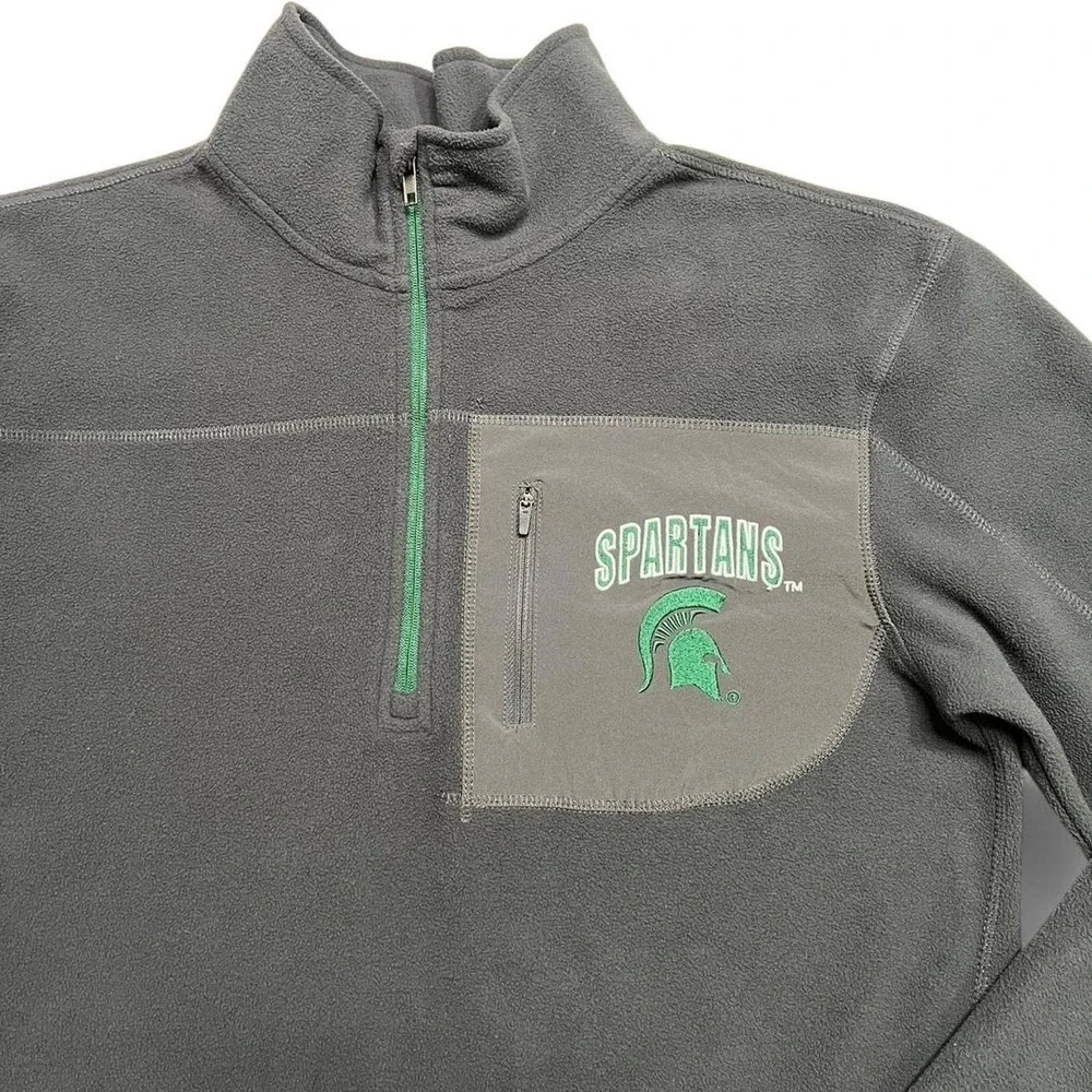 Colosseum Athletics Fleece Pullover Mens Large Gray MSU‎ Spartans Quarter Zip
